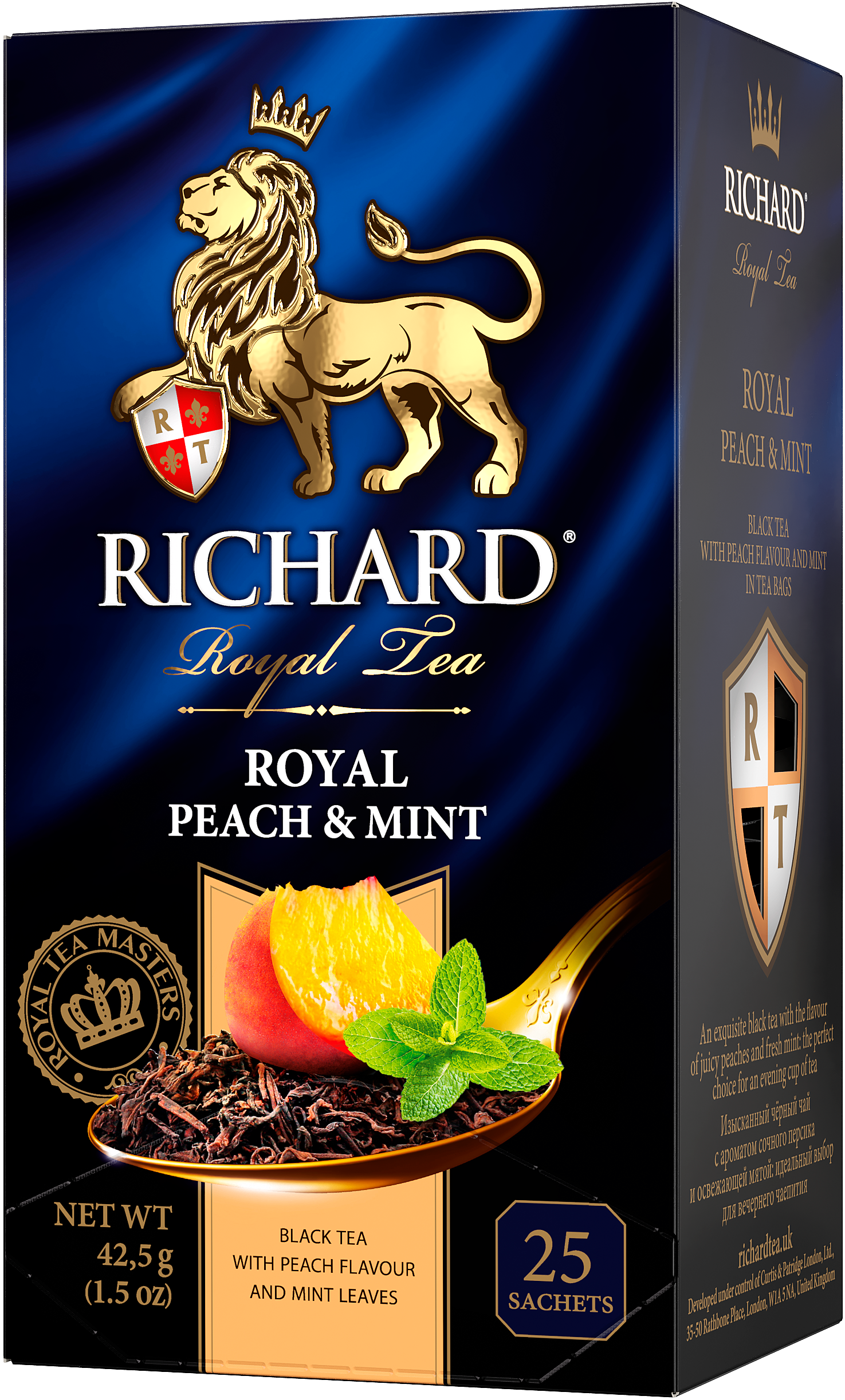 Richard "Royal Peach & Mint" black flavored tea 25 sachets, 42.5g